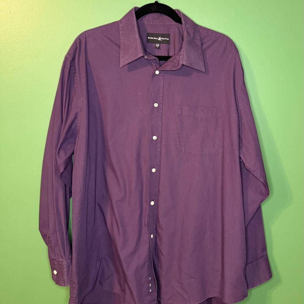 Beverly Hills Polo Club Men's Deep Purple Button-Down Shirt